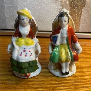 1940s Porcelain Colonial Figure Set 3”h Japan
